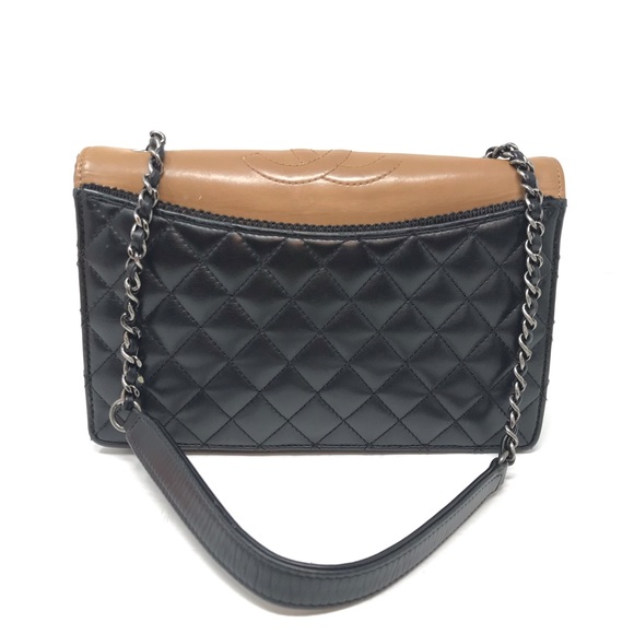 Chanel Ballerine Flap Bag Quilted Lambskin Small Black Brown Chain Strap - Picture 7 of 14